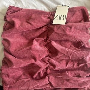 ZARA RUCHED RIBBED SKIRT